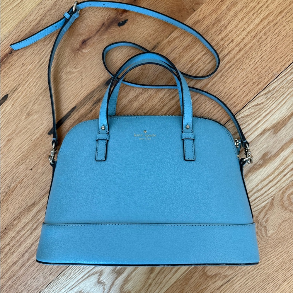 Kate Spade Sky Blue Leather Satchel Hand Bag Purse